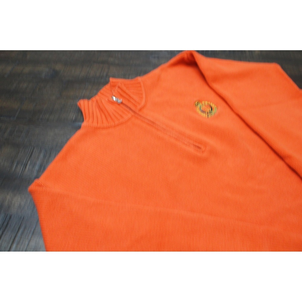 Lauren Ralph Lauren Sweater Womens Medium Orange 1/4 Zip Mock Neck Nautical